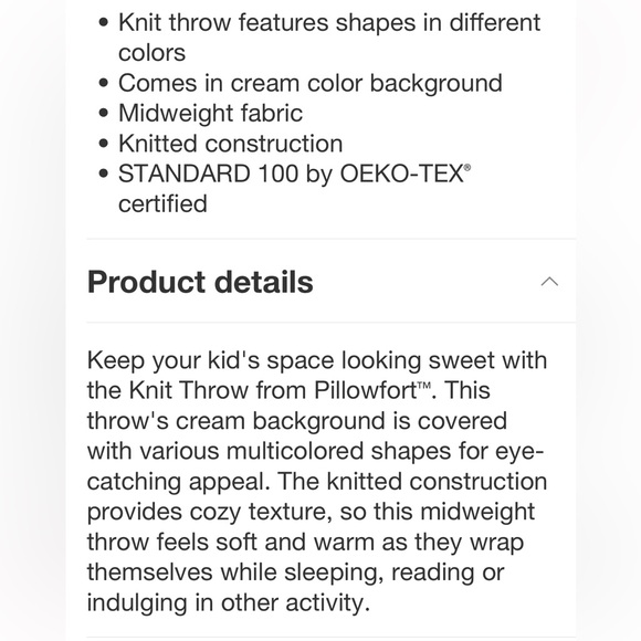 PILLOWFORT NWT knit shapes throw blanket -multi color -48x58 - Picture 6 of 7